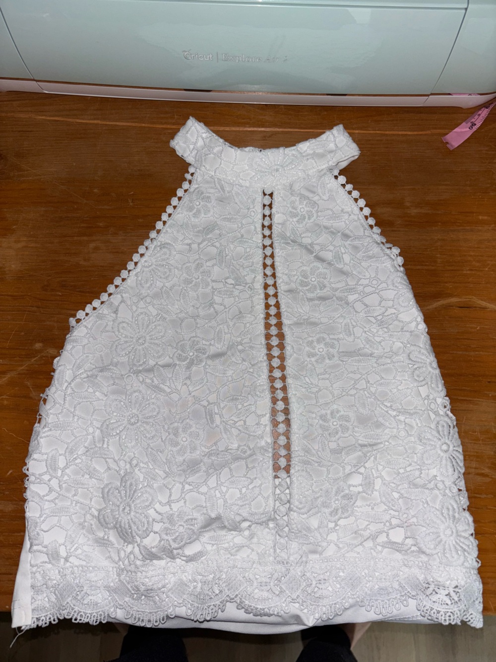 SHEIN White Lace Halter Crop Top